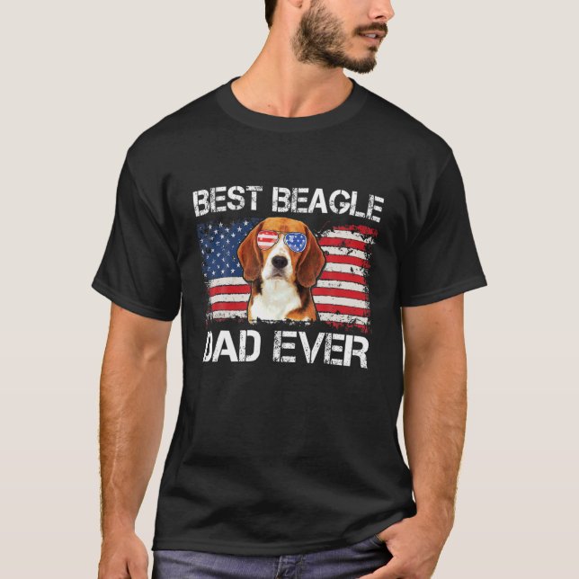 Mens Best Beagle Vater je American Flag Fathers Da T-Shirt (Vorderseite)