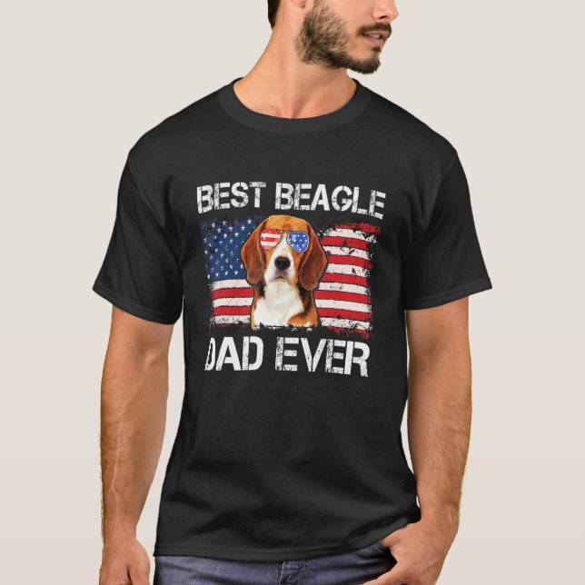 Mens Best Beagle Vater je American Flag Fathers Da T-Shirt (Vorderseite)