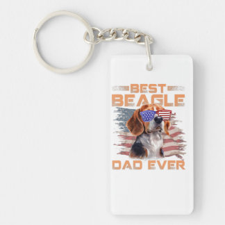 Mens Best Beagle Vater je Hund Lover American Flag Schlüsselanhänger
