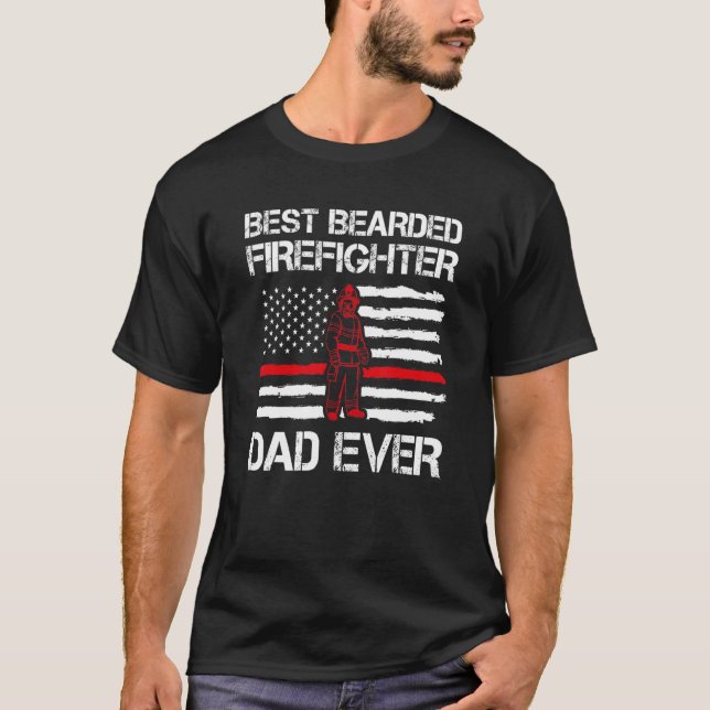Mens Best Bearted Firefighter Vater je Daddy Fire T-Shirt (Vorderseite)