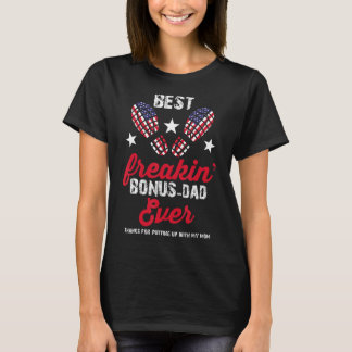 Mens Best Bonus Vater je American Flag Bonus Fathe T-Shirt