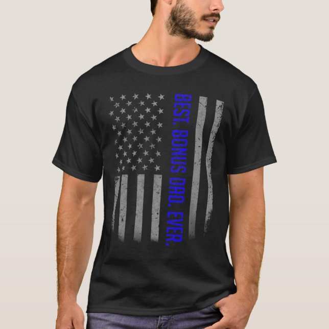 Mens Best Bonus Vater je American Flag Shirt Gesch (Vorderseite)