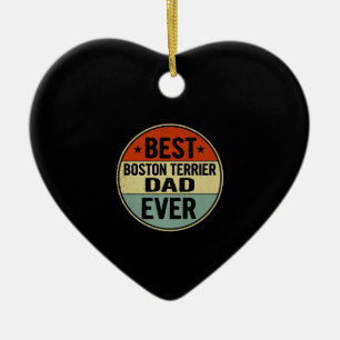 Mens Best Boston Terrier Dad Ever Retro Style Cool Keramik Ornament