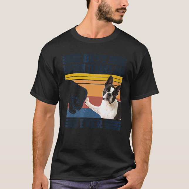 Mens Best Boston Terrier Vater Ever Dog Vaterin D T-Shirt (Vorderseite)