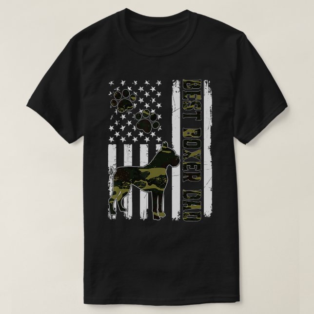 Mens Best Boxer Vater je Hund Lover American Flag T-Shirt (Design vorne)