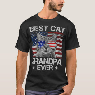 Mens Best Cat Opa je American Flag Patriotic T-Shirt