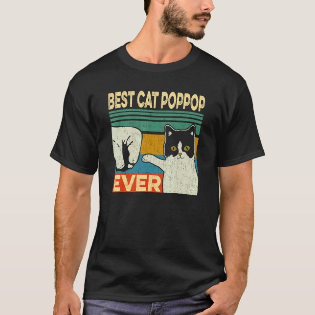 Mens Best Cat Poppop Ever Cat Vater Vathers Day T-Shirt (Vorderseite)
