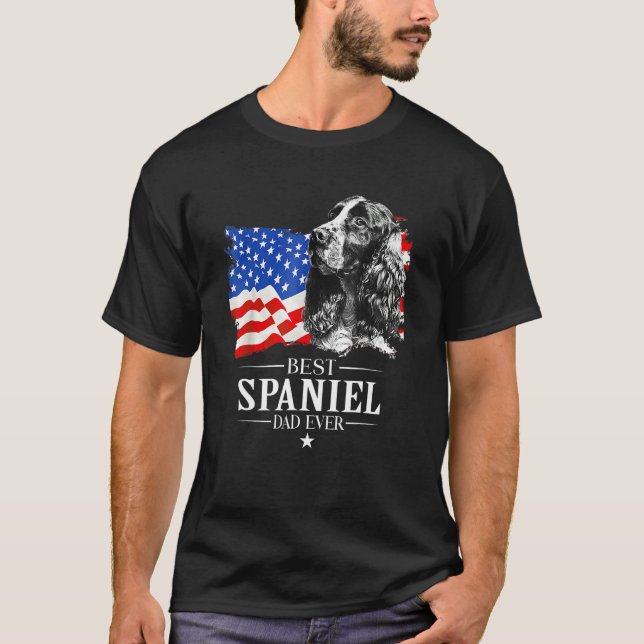 Mens Best Cocker Spaniel Dad Ever American Flag Fa T-Shirt (Vorderseite)