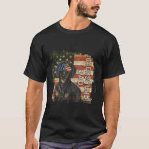 Mens Best Dackel Vater je amerikanische Flagge T-Shirt