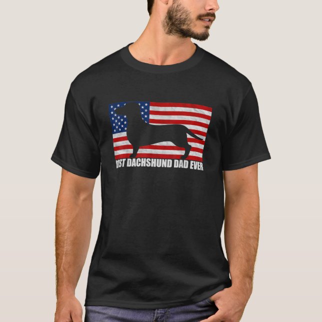 Mens Best Dackel Vater jemals American Flag Tshirt (Vorderseite)