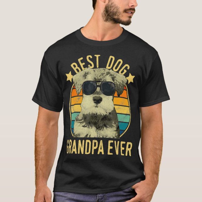 Mens Best Dog Opa Ever Miniatur Schnauzer T-Shirt (Vorderseite)