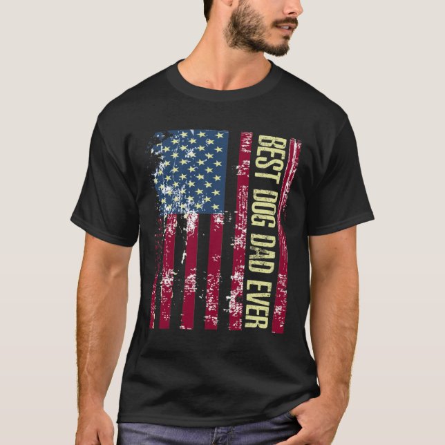 Mens Best Dog Vater je Gift Shirt American Flag Fl (Vorderseite)