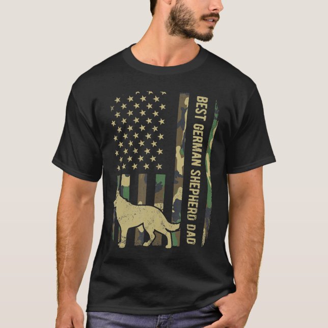 Mens Best German Shepherd Dog Vater Camouflage Ame T-Shirt (Vorderseite)