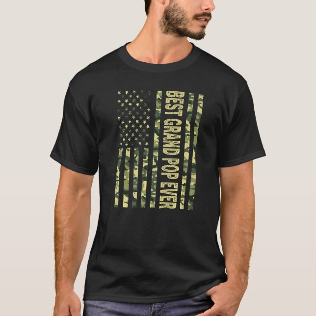 Mens Best Grand Pop je amerikanischer Flaggengrand T-Shirt (Vorderseite)