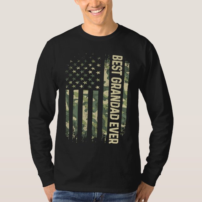 Mens Best Grandad Ever Camo American Flag Father's T-Shirt (Vorderseite)