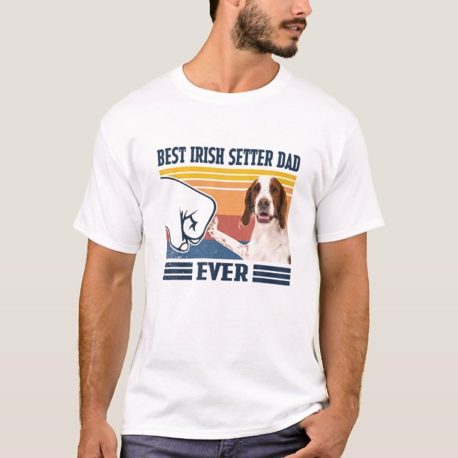 Mens Best IRISH RED AND WHITE SETTER Dad Ever Funn T-Shirt (Vorderseite)