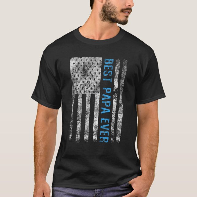 Mens Best Papa Ever American Flag USA Flag Flag T-Shirt (Vorderseite)
