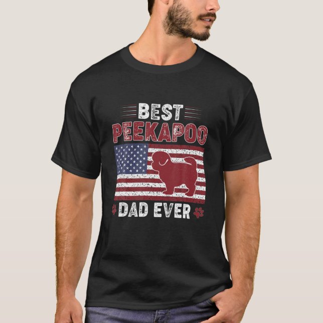 Mens Best Peekapodad je American Flag Hund Vater T-Shirt (Vorderseite)