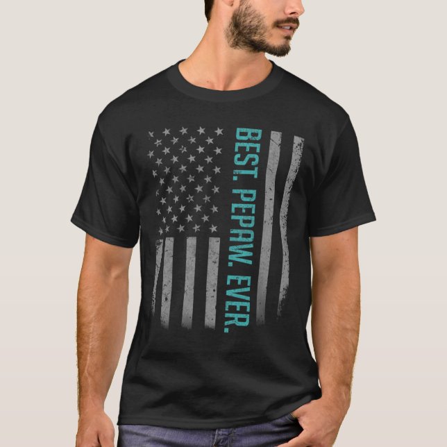 Mens Best Pepaw je US American Flag Shirt Geschenk (Vorderseite)