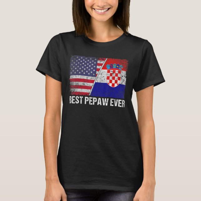 Mens Best Pepaw jemals Croatia Flag Patriotische V T-Shirt (Vorderseite)