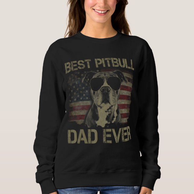 Mens Best Pitbull Vater je amerikanische Flagge Hu Sweatshirt (Vorderseite)