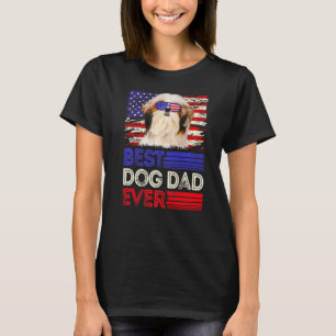Mens Best Shih Tzu Vater Ever American Flag Patrio T-Shirt
