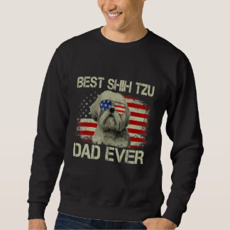 Mens Best Shih Tzu Vater Ever Dog American Flag Sweatshirt