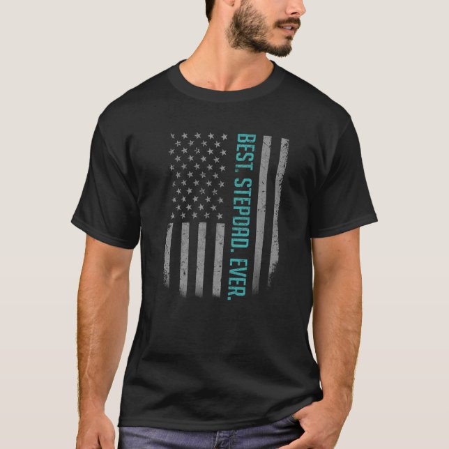Mens Best Stepdad je American Flag für Vater' T-Shirt (Vorderseite)
