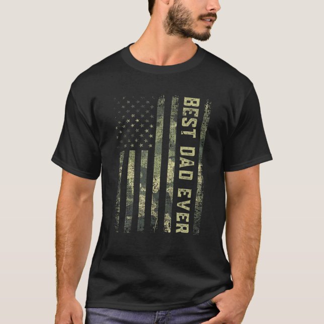 Mens Best Vater Ever American Flag Camouflage Funn T-Shirt (Vorderseite)