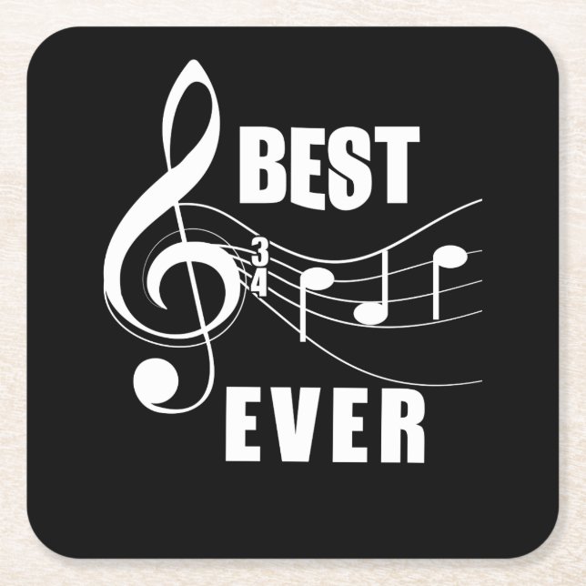 Mens Best Vater Ever Funny Musiknote Vathday Rechteckiger Pappuntersetzer (Vorderseite)
