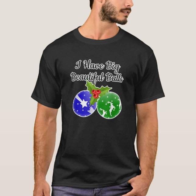Mens BIG BALLS Dirty Santa Xmas Spaß Erwachsene Hu T-Shirt (Vorderseite)
