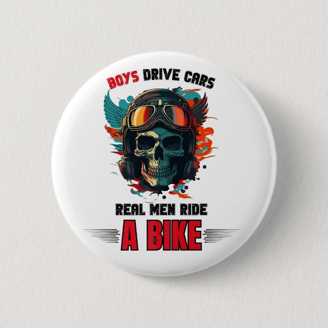 Mens Biker Real Men Ride Button (Vorderseite)