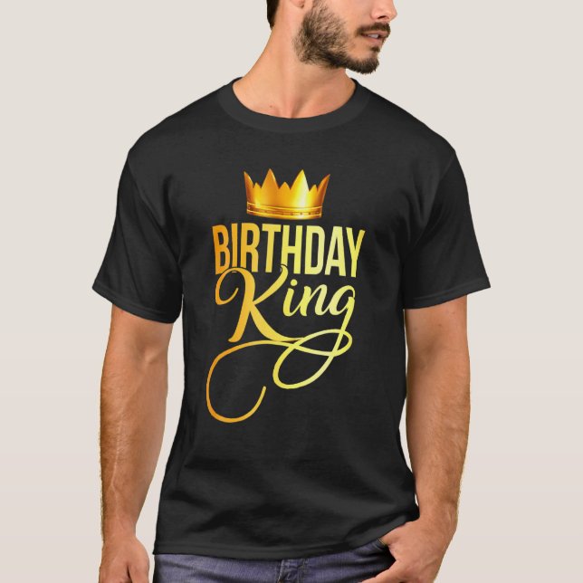 Mens Birthday King Crown Boy Teen Squad Party Gold T-Shirt (Vorderseite)