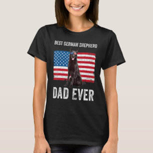 Mens Black German Shepherd Vater American Flag Dog T-Shirt
