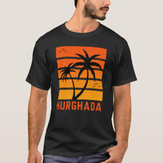 Men's Black Hurghada Vintag Orange Sunset T - Shir T-Shirt