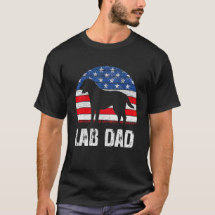 Mens Black Labrador Vater Usa American Flag Yellow T-Shirt