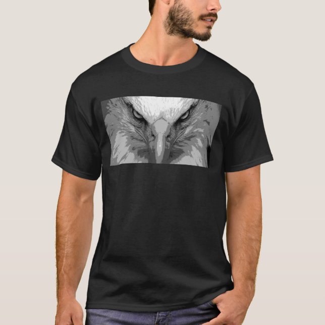 Mens Black T-Shirts Animal Eagle Face Template mod (Vorderseite)