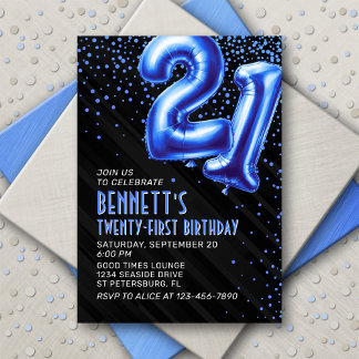 Mens Blue 21. Geburtstag Einladung