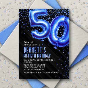 Mens Blue 50. Geburtstag Einladung