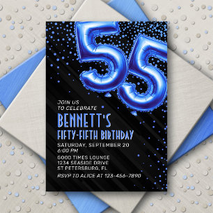 Mens Blue 55. Geburtstag Einladung