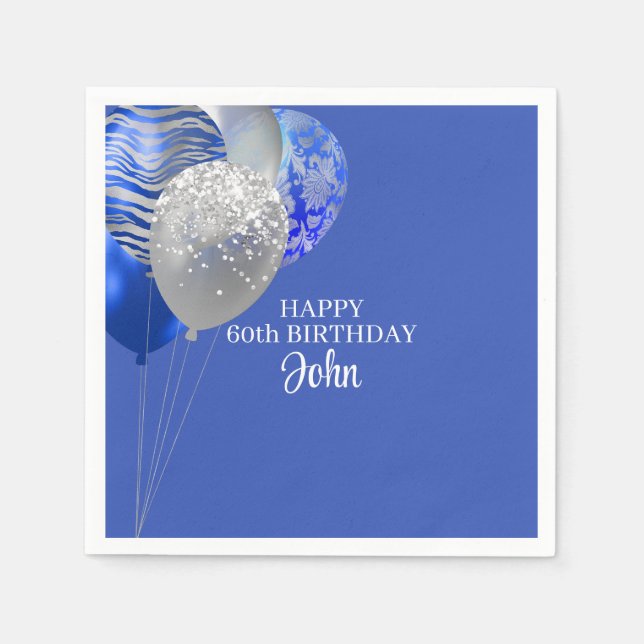 Mens Blue Birthday  Serviette (Vorderseite)