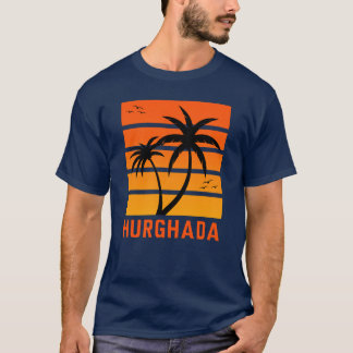 Men's Blue Hurghada Vintag Orange Sunset T - Shirt