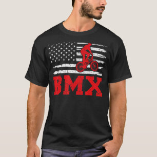 Mens Bmx Biking Retro Stil American Flag Flag Flag T-Shirt