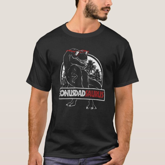 Mens Bonusdadsaurus Dinosaur Daddy Bonus Vater Sau T-Shirt (Vorderseite)