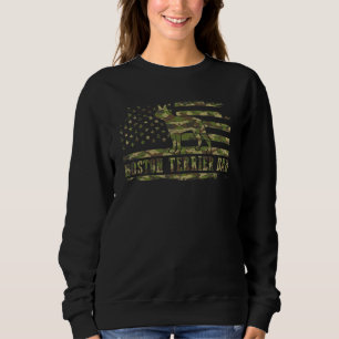 Mens Boston Terrier Vater Camouflage American Flag Sweatshirt