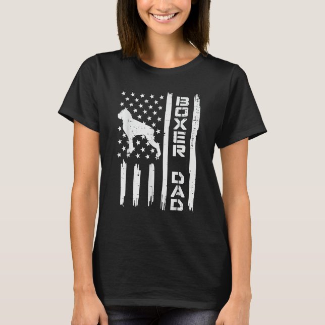 Mens Boxer Dad US Flag Fathers Day Patriotic Dog   T-Shirt (Vorderseite)