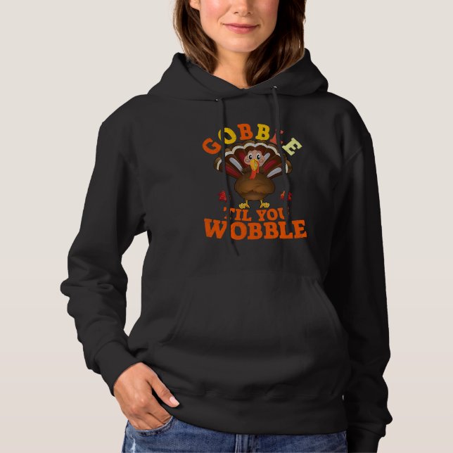 Mens Boys Thanksgiving Turkey Pilgrim Gobble til y Hoodie (Vorderseite)