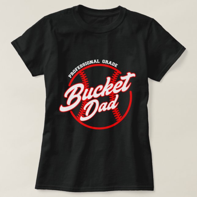 Mens Bucket Vater Baseball Softball Pitcher Catche T-Shirt (Design vorne)