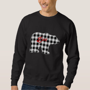 Mens Buffalo Schwarz-Weiß Kariert Dad Bär Weihnach Sweatshirt