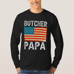 Mens Butchery Butcher Papa Usa Flag Slaughterman P T-Shirt